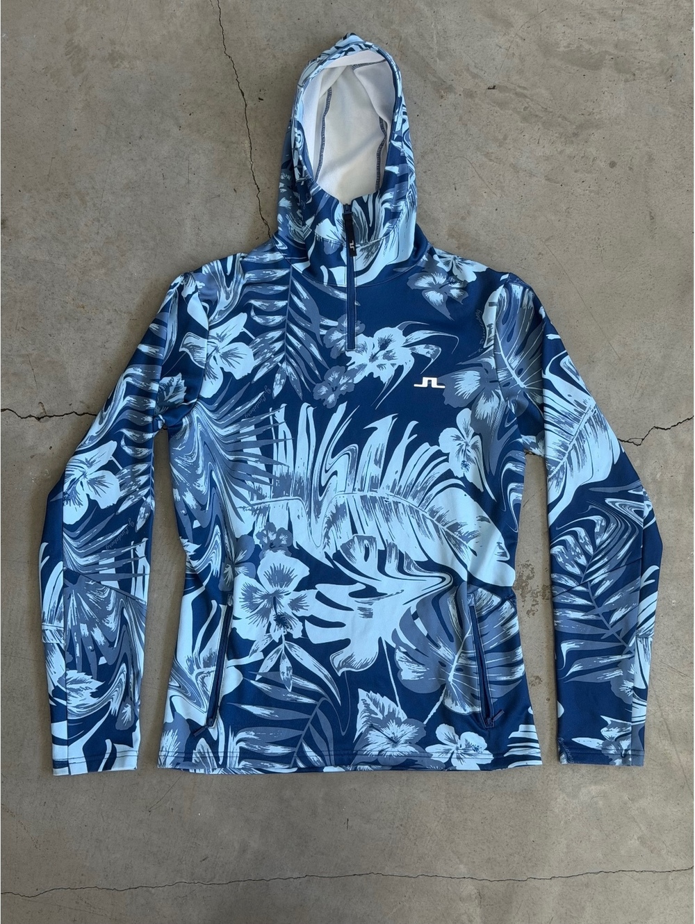 J.Lindeberg / Golf Quarter-Zip Hoodie / Blue Floral Size S